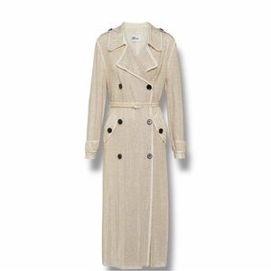 Self- Portrait cream rhinestone trenchcoat